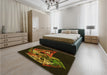 Patterned Oak Brown Rug in a Bedroom, pat1345yw