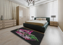 Patterned Cloudy Gray Modern Rug in a Bedroom, pat1345