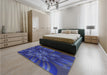 Patterned Cobalt Blue Rug in a Bedroom, pat1346blu