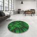 Round Patterned Dark Forest Green Rug in a Office, pat1346grn