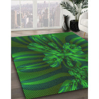 Patterned Dark Forest Green Rug, pat1346grn