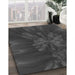 Patterned Charcoal Black Rug in Family Room, pat1346gry