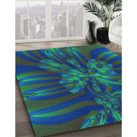 Patterned Jade Green Rug, pat1346lblu