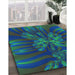 Patterned Jade Green Rug in Family Room, pat1346lblu