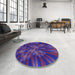 Round Patterned Bright Purple Rug in a Office, pat1346pur