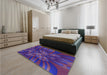 Patterned Bright Purple Rug in a Bedroom, pat1346pur