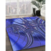 Patterned Cobalt Blue Rug in Family Room, pat1347blu