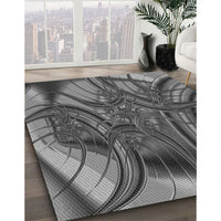 Patterned Gunmetal Gray Rug, pat1347gry