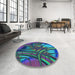 Round Patterned Purple Rug in a Office, pat1347lblu