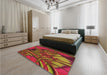 Patterned Red Rug in a Bedroom, pat1347org