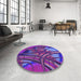 Round Patterned Purple Rug in a Office, pat1347pur