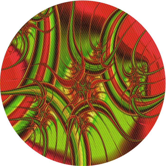 Square Patterned Dark Yellow Green Rug, pat1347yw