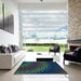 Machine Washable Transitional Night Blue Rug in a Kitchen, wshpat1348lblu