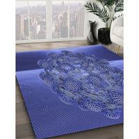 Patterned Light Slate Blue Rug, pat1349blu