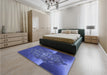 Patterned Light Slate Blue Rug in a Bedroom, pat1349blu