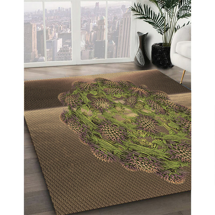 Machine Washable Transitional Copper Brown Rug in a Family Room, wshpat1349brn