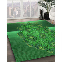 Patterned Deep Emerald Green Rug, pat1349grn