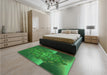 Patterned Deep Emerald Green Rug in a Bedroom, pat1349grn