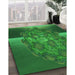 Patterned Deep Emerald Green Rug in Family Room, pat1349grn