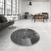 Round Patterned Gray Rug in a Office, pat1349gry