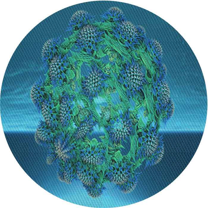 Square Machine Washable Transitional Dark Turquoise Green Rug in a Living Room, wshpat1349lblu