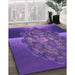 Patterned Bright Purple Rug in Family Room, pat1349pur