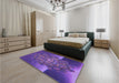 Patterned Bright Purple Rug in a Bedroom, pat1349pur