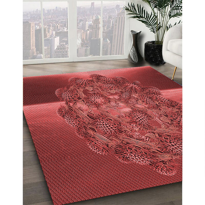 Machine Washable Transitional Red Rug in a Family Room, wshpat1349rd