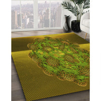 Patterned Dark Golden Brown Rug, pat1349yw