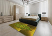 Patterned Dark Golden Brown Rug in a Bedroom, pat1349yw