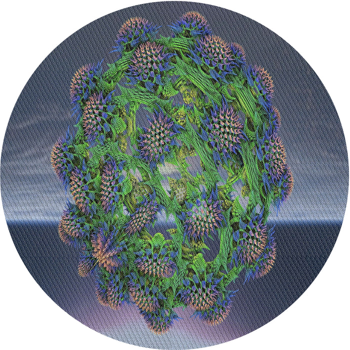 Sideview of Patterned Dark Slate Blue Modern Rug, pat1349