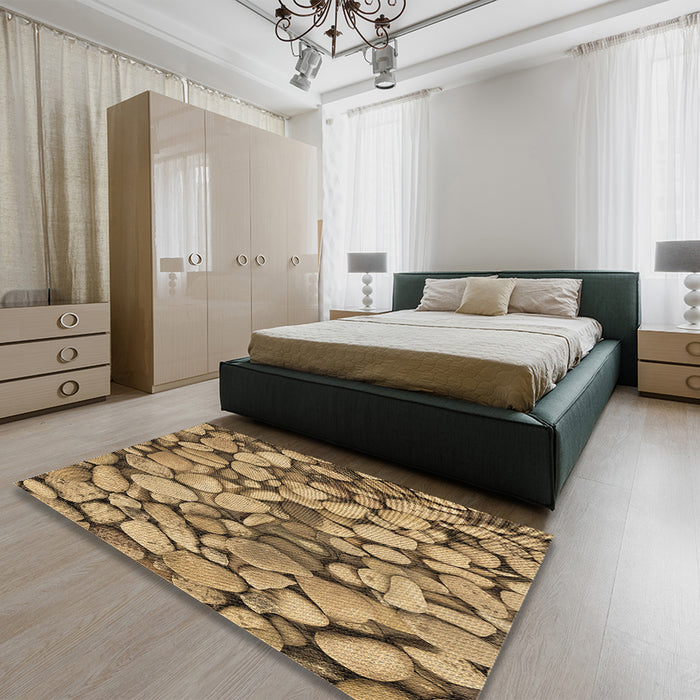 Patterned Red Brown Rug in a Bedroom, pat135brn