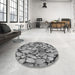 Round Patterned Cloud Gray Rug in a Office, pat135gry