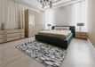 Patterned Cloud Gray Rug in a Bedroom, pat135gry