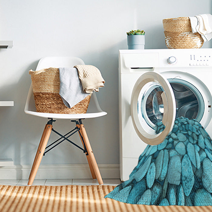 Machine Washable Transitional Dark Cyan Green Rug in a Washing Machine, wshpat135lblu