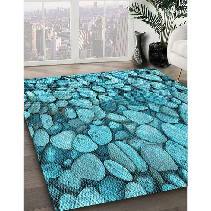 Machine Washable Transitional Dark Cyan Green Rug in a Family Room, wshpat135lblu