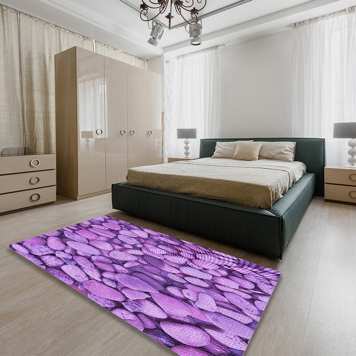 Round Machine Washable Transitional Violet Purple Rug in a Office, wshpat135pur