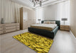 Patterned Dark Bronze Brown Rug in a Bedroom, pat135yw