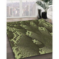 Patterned Olive Green Rug, pat1350brn