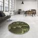 Round Patterned Olive Green Rug in a Office, pat1350brn