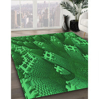 Patterned Deep Emerald Green Rug, pat1350grn