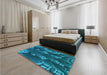 Patterned Medium Teal Green Rug in a Bedroom, pat1350lblu