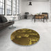 Round Patterned Bakers Brown Rug in a Office, pat1350org