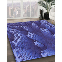 Patterned Light Slate Blue Rug, pat1350pur