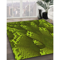 Patterned Dark Forest Green Rug, pat1350yw