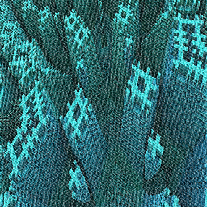 Patterned Dark Turquoise Green Modern Rug, pat1350