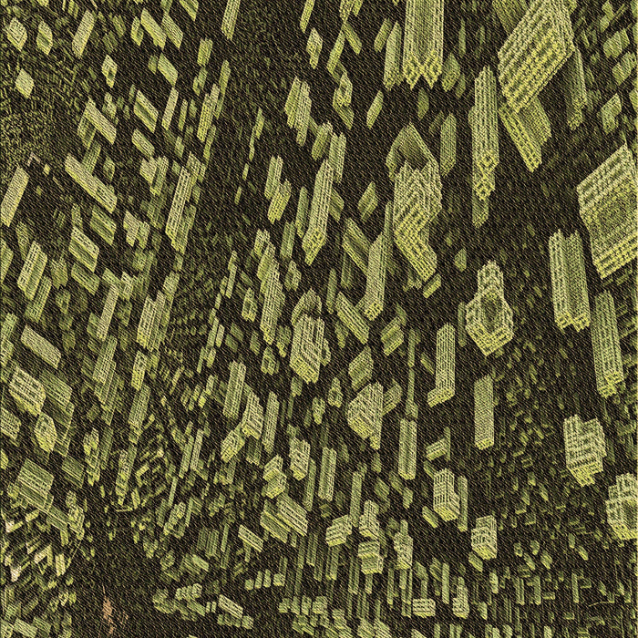 Patterned Dark Yellow Green Rug, pat1351brn