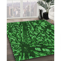 Patterned Deep Emerald Green Rug, pat1351grn