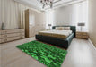 Patterned Deep Emerald Green Rug in a Bedroom, pat1351grn