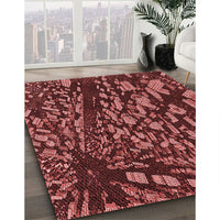 Patterned Maroon Red Rug, pat1351rd